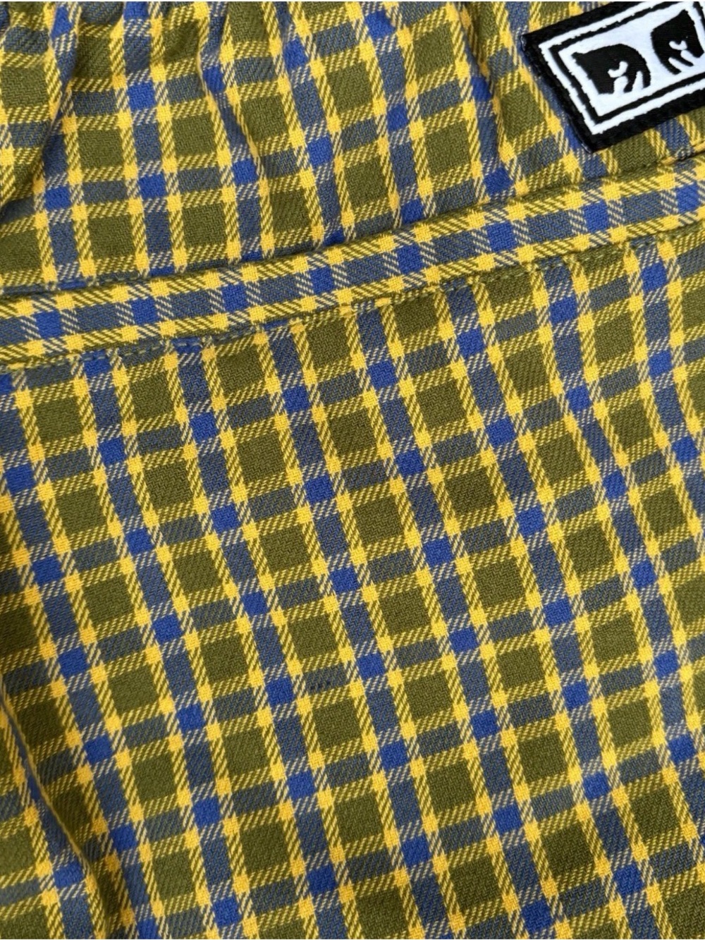Obey Relaxed Shorts Men's Size Small Yellow Blue Checkered NWT - Picture 10 of 14